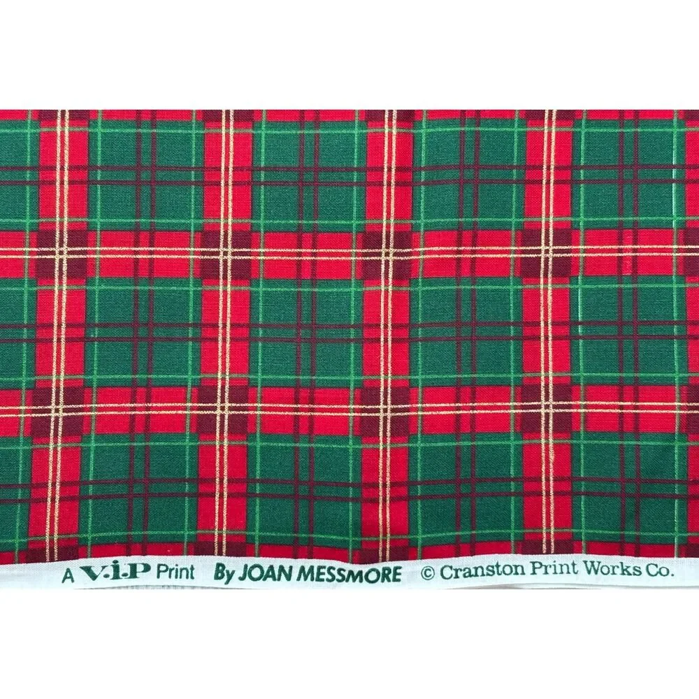 Vintage Cranston Joan Messmore Christmas Plaid Cotton Fabric 184